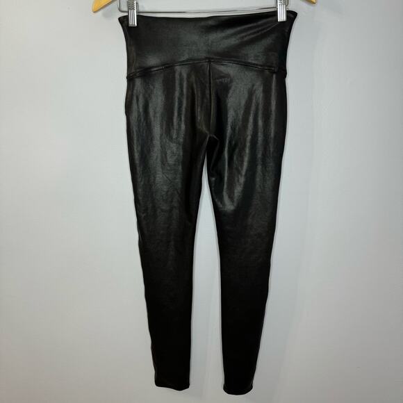 Spanx Faux Leather High Rise Leggings Black Women's Large Pull-on Large - Picture 8 of 11